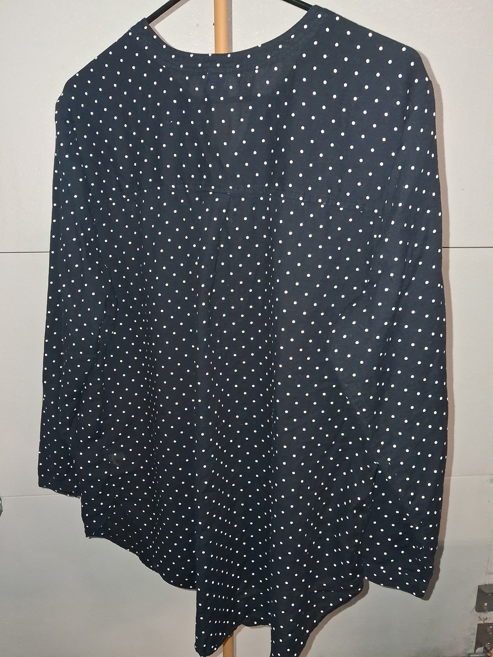 Old Navy Cotton Black Polka Dot Button Front Blouse - Picture 2 of 2